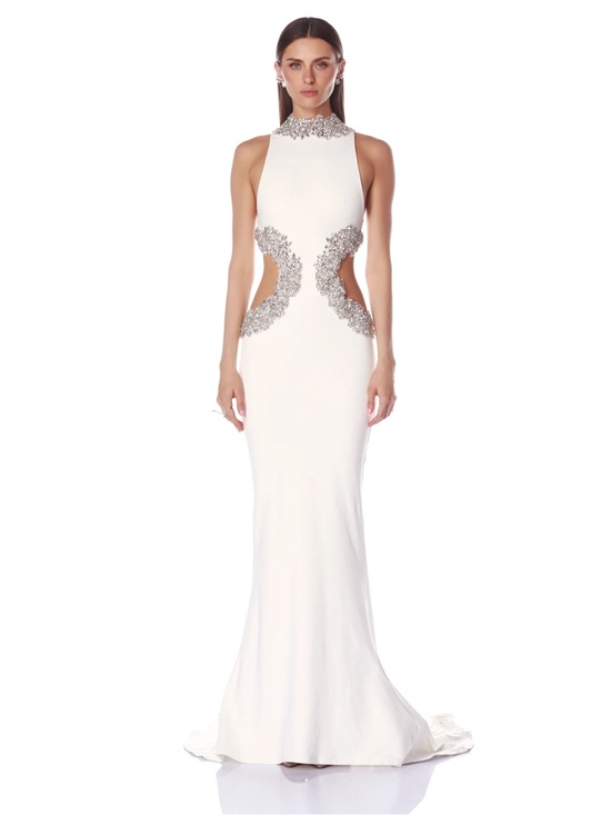 Bronx and Banco Dresses & Skirts - Bronx and Banco White Camila cut outs Rhinestones Dress S New $1,250